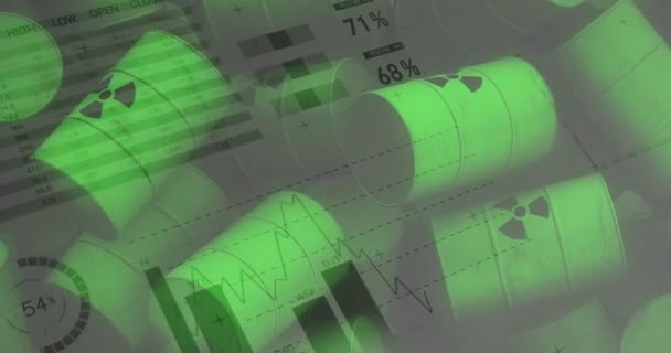 Animation Financial Data Processing Barrels Radioactive Symbol Ukraine Crisis International — Video Stock