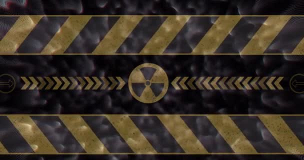 Animation Radioactive Symbol Shapes Black Background Ukraine Crisis International Politics — Αρχείο Βίντεο