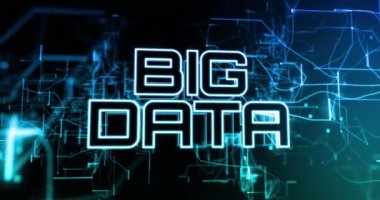 Siyah arkaplan üzerinde büyük veri metninin animasyonu. küresel iş ve dijital arayüz kavramı dijital olarak oluşturulmuş video.