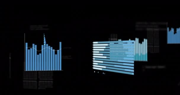 Animazione Dati Finanziari Statistiche Che Elaborano Sfondo Nero Concetto Finanza — Video Stock