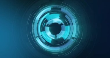 Mavi arka planda tarama yapan dürbünlerin animasyonu. çevrimiçi siber güvenlik, veri işleme, dijital arayüz ve dijital olarak oluşturulmuş bilgisayar konsepti.