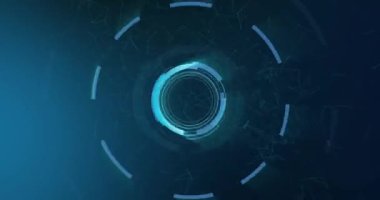 Mavi arka planda tarama yapan dürbünlerin animasyonu. çevrimiçi siber güvenlik, veri işleme, dijital arayüz ve dijital olarak oluşturulmuş bilgisayar konsepti.