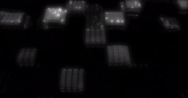 Siyah arkaplandaki ekranlarda ikili kodlama veri işleme animasyonu. veri işleme, dijital arayüz ve dijital olarak oluşturulmuş video konsepti.