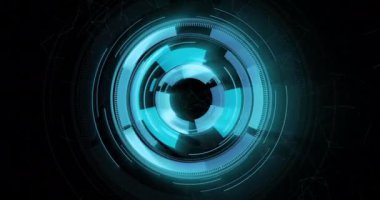 Siyah arka planda tarama yapan dürbünlerin animasyonu. çevrimiçi siber güvenlik, veri işleme, dijital arayüz ve dijital olarak oluşturulmuş bilgisayar konsepti.