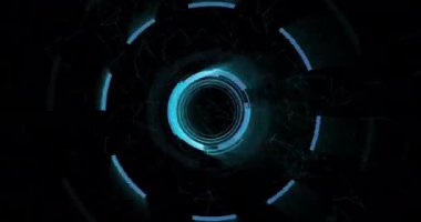 Animation of scopes scanning on black background. online cyber security, data processing, digital interface and computing concept digitally generated video.