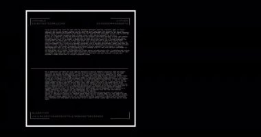 Animation of numbers changing and data processing on computer screen over black background. data processing, digital interface and computing concept digitally generated video.