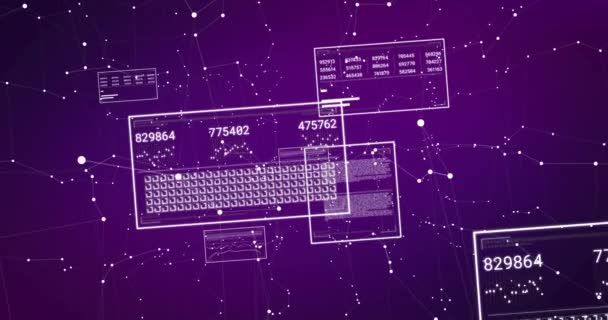 Animation Numbers Changing Data Processing Computer Screens Purple Background Data — Wideo stockowe