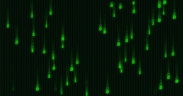 Animation Green Binary Coding Data Processing Black Background Data Processing — Vídeo de Stock