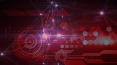 Siyah arkaplan üzerinde veri işleme animasyonu. küresel iş, finans, bağlantılar ve dijital arayüz konsepti dijital olarak oluşturulmuş video.