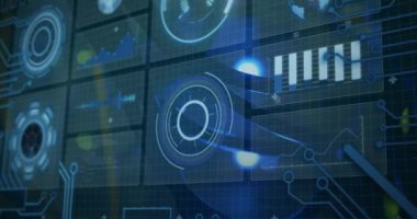 Dijital ekranda çeşitli veri işleme animasyonları. veri işleme, teknoloji ve dijital arayüz kavramı dijital olarak oluşturulmuş video.