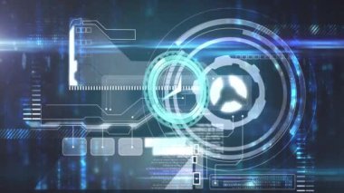 Saat üzerinden veri işleme animasyonu. küresel iş, finans, bağlantılar ve dijital arayüz konsepti dijital olarak oluşturulmuş video.