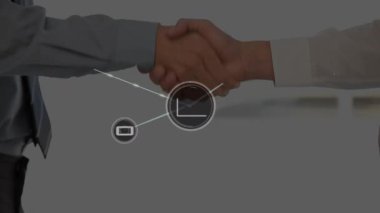 Tokalaşma üzerine simgelerle bağlantı ağının animasyonu. küresel bağlantılar, iş ve teknoloji alanında işbirliği dijital olarak oluşturulmuş video konsepti.