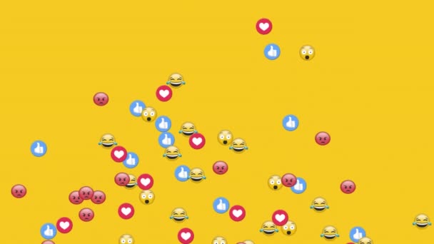 Κινούμενα Σχέδια Εικονιδίων Emoji Πράσινο Φόντο Έννοια Διεπαφής Μέσων Κοινωνικής — Αρχείο Βίντεο