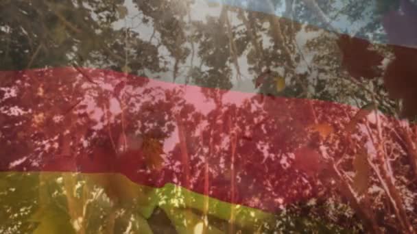 Animación Árboles Hojas Sobre Bandera Alemania Patriotismo Concepto Celebración Vídeo — Vídeos de Stock