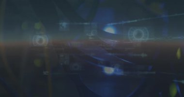 Siyah arkaplanda veri işleme animasyonu. küresel iş, finans, bağlantılar ve dijital arayüz konsepti dijital olarak oluşturulmuş video.