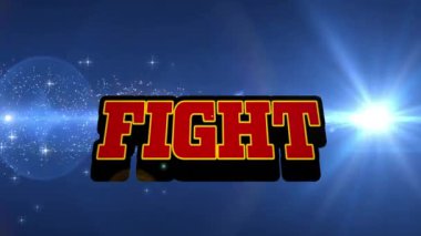 Dövüş metninin animasyonu ve siyah arkaplanda lekeler. Sosyal medya ve iletişim arayüzü kavramı dijital olarak oluşturulmuş video.