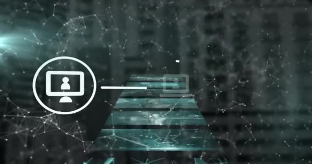 Animatie Van Het Netwerk Van Verbindingen Gegevensverwerking Zwarte Achtergrond Wereldwijde — Stockvideo