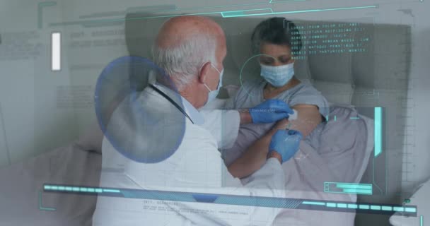 환자와 의사를 데이터 애니메이션 격납고 디지털 인터페이스 디지털 비디오 — 비디오