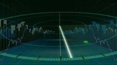 Kapsamlı tarama ve kara arkaplanda veri işleme animasyonu. küresel teknoloji, bağlantılar ve dijital arayüz konsepti dijital olarak oluşturulmuş video.