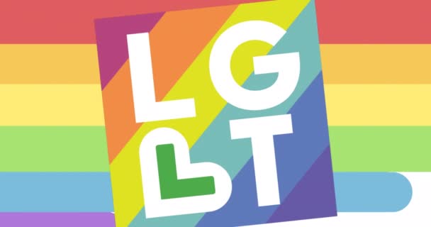 在彩虹背景上动画Lgbt文本 骄傲月和数字视频制作的庆祝概念 — 图库视频影像