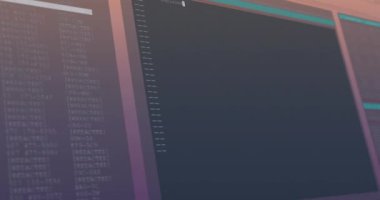 Siyah arkaplan üzerinde veri işleme animasyonu. küresel teknoloji ve dijital arayüz kavramı dijital olarak oluşturulmuş video.