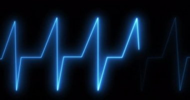 Siyah arkaplandaki kardiyografın animasyonu. küresel tıp ve dijital arayüz kavramı dijital olarak üretilen video.