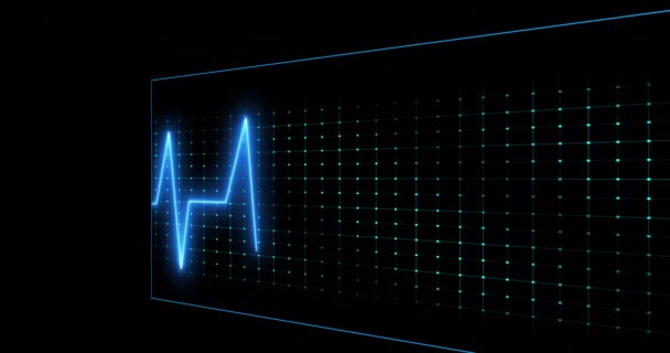 Animation Cardiograph Black Background Global Medicine Digital Interface Concept Digitally — Stock Video