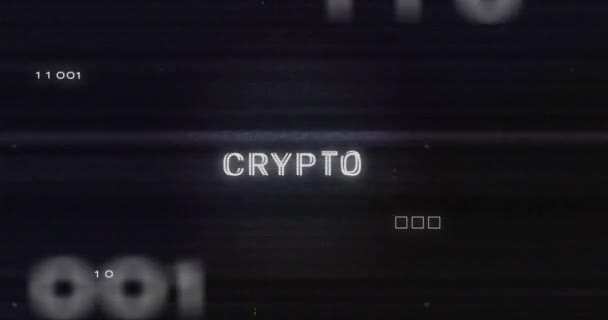 Animacja Interferencji Nad Tekstem Kryptograficznym Przetwarzaniem Danych Płytką Drukowaną Globalna — Wideo stockowe