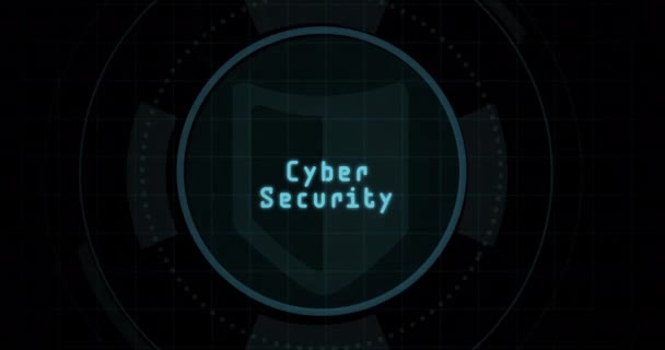 Animation Cloud Numérique Cercle Cybersécurité Sur Fond Noir Sécurité Internet — Video