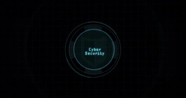 Animace Integrovaného Obvodu Visacího Zámku Kruhu Kybernetické Bezpečnosti Černém Pozadí — Stock video