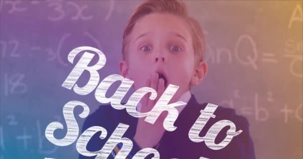 Animace Zpět Školy Nad Ohromeným Bělochem Učení Vzdělávání Zpět Školy — Stock video
