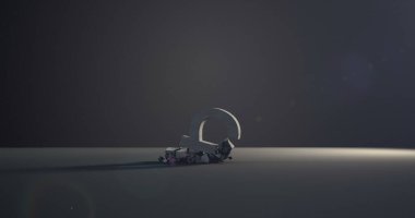 Dijital olarak siyah arka plan üzerinde düşen kare işareti oluşturulan