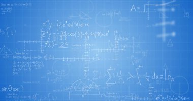 Matematik formülleri blueboard üzerinde dijital olarak oluşturulan