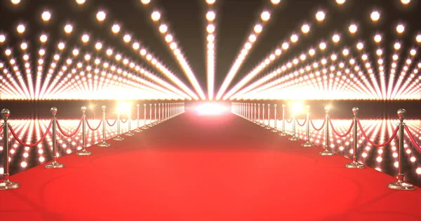 Digitally Generated Image Red Carpet Spotlights Black Background — Stock Photo, Image