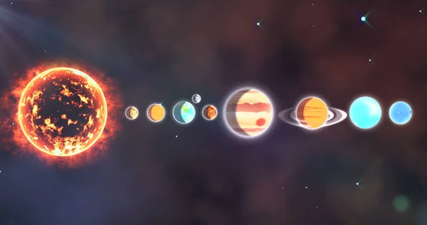 Image Générée Numériquement Système Solaire Avec Soleil Les Planètes Dans — Photo