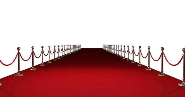 Digitally Generated Image Long Red Carpet White Background — Stock Photo, Image
