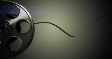 Film dijital olarak oluşturulan arka plan karşı bir film makara dışarı inişli çıkışlı