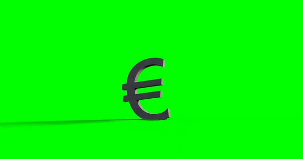 Digitalt Genererade Eurotecknet Som Faller Mot Grön Skärm — Stockfoto