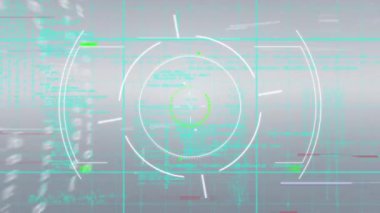 Gri arkaplanda tarama ve veri işleme animasyonu. küresel veri işleme ve hesaplama kavramı dijital olarak oluşturulmuş video.