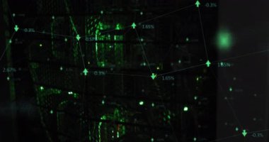 Siyah arkaplanda yüzen simgelerin canlandırılması. ağ, programlama, bilgisayarlar ve teknoloji konsepti dijital olarak oluşturulmuş video.