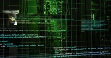 Siyah arkaplanda veri işleme animasyonu. ağ, programlama, bilgisayarlar ve teknoloji konsepti dijital olarak oluşturulmuş video.