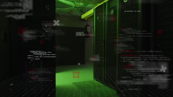 Animation Der Datenverarbeitung Über Server Netzwerk Programmierung Computer Und Technologiekonzept — Stockvideo