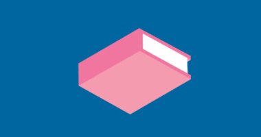 Mavi arka planda kitap simgelerinin canlandırılması. Ulusal kitap severler günü ve dijital olarak oluşturulan video konsepti.
