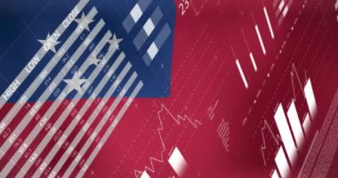 Samoa bayrağı üzerinde veri işleme animasyonu. Dünyanın bayrakları ve dijital arayüz konsepti dijital olarak oluşturulmuş video.