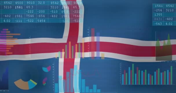 Анімація Обробки Даних Над Прапором Iceland Прапори Світу Концепція Цифрового — стокове відео