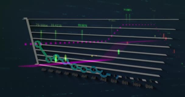 Animation Der Datenverarbeitung Auf Schwarzem Hintergrund Globales Business Und Digitales — Stockvideo