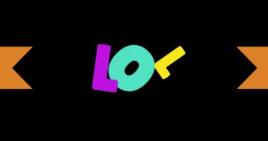 Siyah arkaplan üzerinde lol metin animasyonu. kahkaha ve dijital arayüz konsepti dijital olarak oluşturulmuş video.