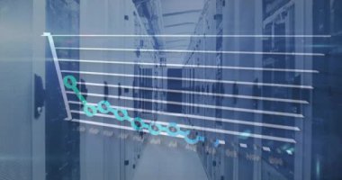 Sunucu odasında veri işleme animasyonu. küresel iş ve dijital arayüz kavramı dijital olarak oluşturulmuş video.