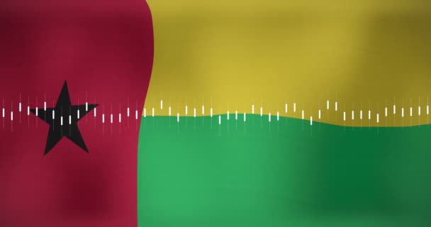 Animace Zpracování Dat Nad Vlajkou Bissau Vlajky Světa Koncepce Digitálního — Stock video