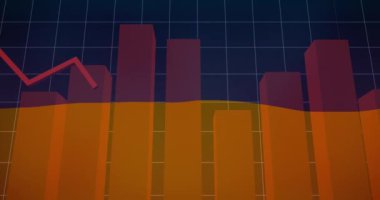 Ukrayna bayrağının finansal veri işleme üzerine animasyonu. Ukrayna krizi ve uluslararası politika kavramı dijital olarak oluşturuldu.